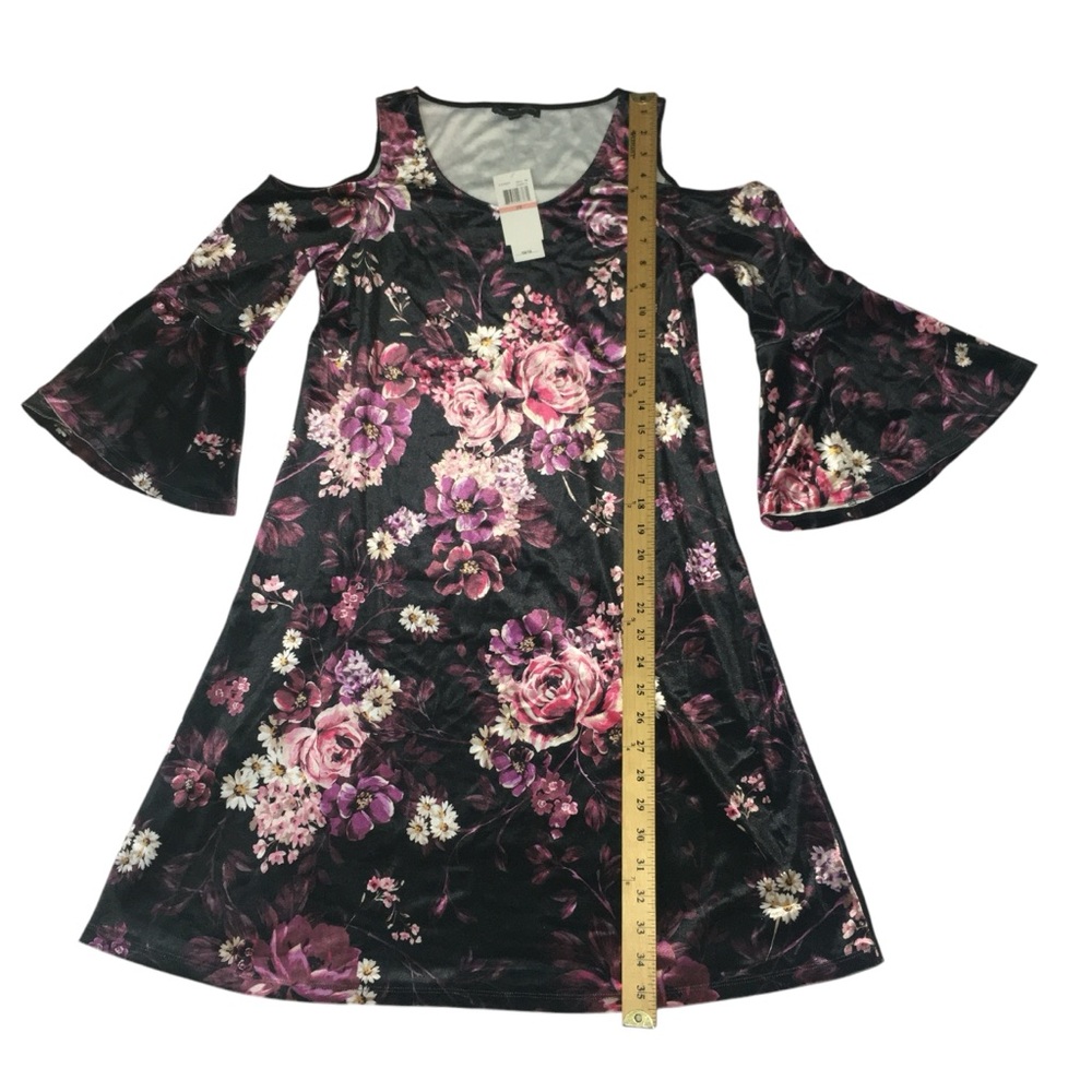 Spenser Jeremy Cold Shoulder Floral Velvet Stretch Dress - Women’s 10 - NWT - Picture 6 of 15
